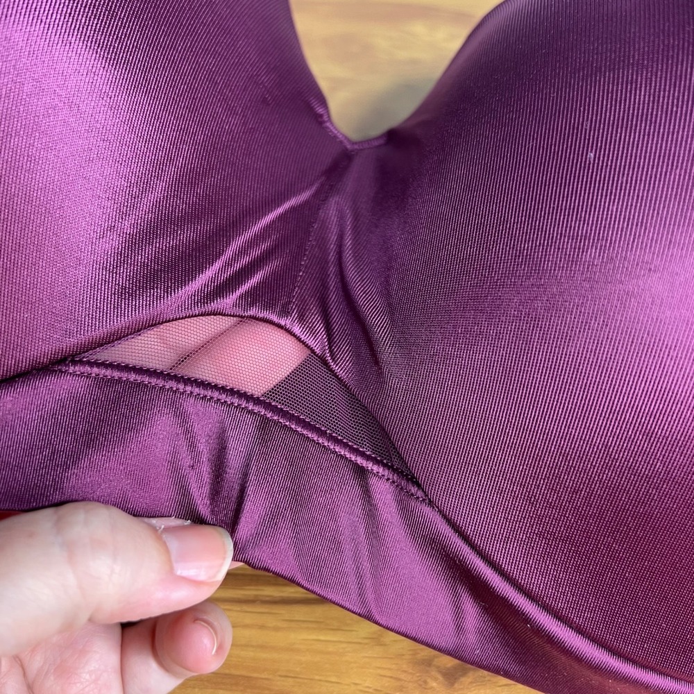 Cacique Lightly Lined Balconette Bra Sz 40G Satin Lace Trim Underwire Plum NEW - Picture 7 of 10